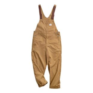 马登工装连体裤日系复古卡其背带裤男秋季阿美咔叽复刻帆布吊带裤