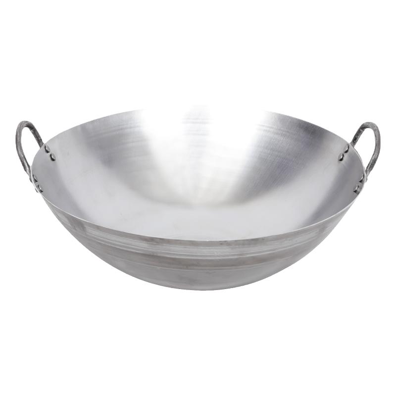 商用老式无涂层双耳熟铁锅家用大铁锅炒菜锅传统圆底厨房柴火适用