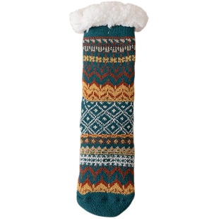 羊羔绒地板袜子女秋冬季加绒加厚保暖珊瑚绒居家长筒月子睡眠长袜