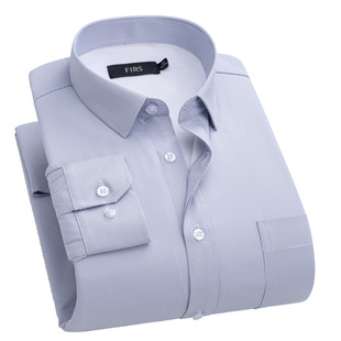 杉杉男士长袖衬衫加绒加厚保暖衬衣秋冬条纹白色商务休闲正装寸衫