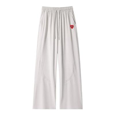 查尔斯桃心激光打孔冰丝休闲裤