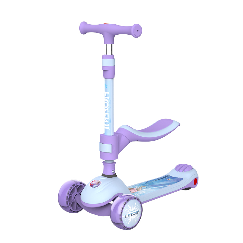 迪士尼儿童滑板车1一3一6一12岁小女孩艾莎踏板车宝宝公主滑滑车