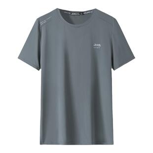 吉普JEEP冰丝短袖t恤男士夏季新款薄款中年老爸上衣休闲运动体恤