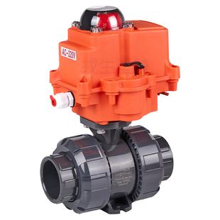 戎生电动pvc球阀塑料化工阀门塑料upvc球阀耐酸碱pph执行器控制阀