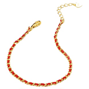 诗嘉熙宝925银镀金红绳手链女本命年小香风编织简约侧身链手链