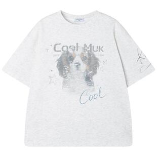 MUCMUKN【闪光街头】COOLMAX凉感速干数码小狗印花T恤男童26夏新