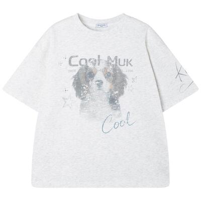 MUCMUKN【闪光街头】COOLMAX凉感速干数码小狗印花T恤男童26夏新