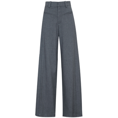 夏莫卡天丝羊毛灰色西装裤