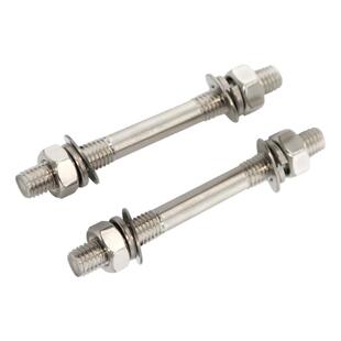 304不锈钢双头螺丝螺母套装组合两头牙螺栓丝杆螺杆弹平垫M6M8M10