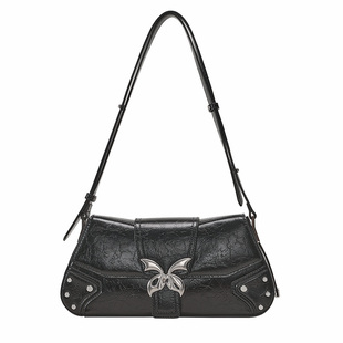 OMENTAR欧蒙特机车包斜挎包女真皮小众设计秋冬新款手提单肩腋下