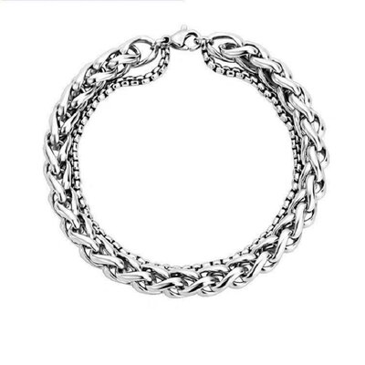 punkelements钛钢双层男士手链
