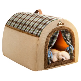 狗窝冬天加厚保暖可拆洗中小型犬柯基睡觉的别墅房子四季通用宠物