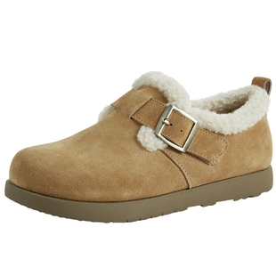 百田森厚底雪地靴女款2025新款冬季真皮加绒勃肯鞋外穿保暖百搭