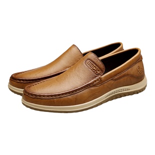 公羊乐福鞋2026春季新款男士英伦风休闲皮鞋豆豆鞋真皮一脚蹬鞋子