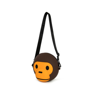 现货 BAPE BABY MILO FACE 立体小猴子脸 咖啡色 斜挎包 硅胶材质