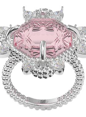 toggler蕾丝粉水晶雕花戒指首饰