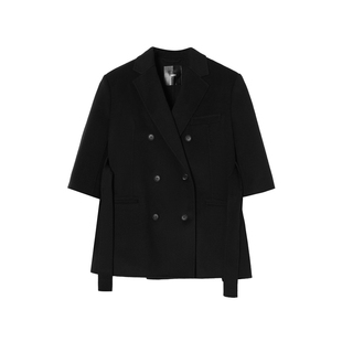 JNBY/江南布衣折扣秋冬西装毛呢宽松H型休闲七分袖收腰外套女