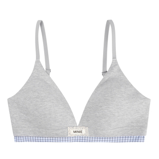 JoyceBra 撞色格子拼接三角杯内衣女小胸聚拢无钢圈舒适透气文胸