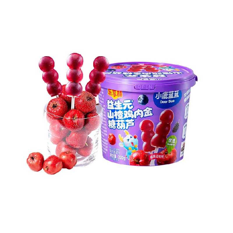 小鹿蓝蓝益生元山楂鸡内金糖葫芦山楂棒桑葚蓝莓味220g儿童零食