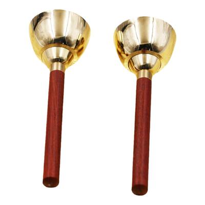 纯铜碰铃乐器大号碰钟响铜带实木