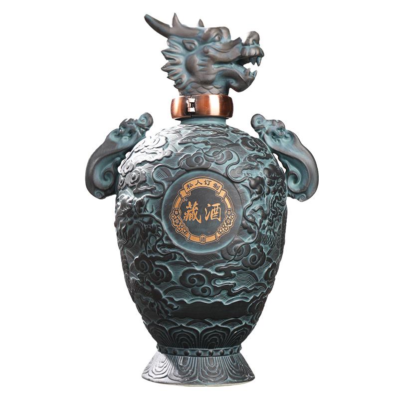 景德镇陶瓷酒坛复古雕刻龙纹