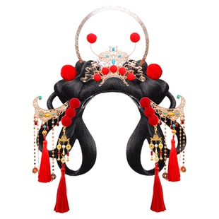 古装儿童新年节日汉服红色发饰配饰甜美发夹日常派对发髻头饰组合