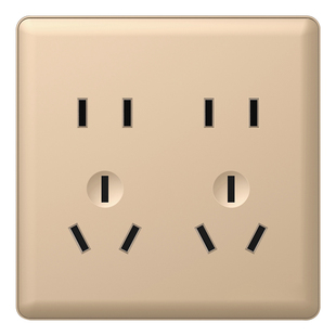 国际电工明装超薄家用明线盒电源金色一开带五孔开关插座面板多孔