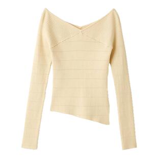 LILY BROWN春夏款 纯色简约V领修身针织打底衫LWNT251091