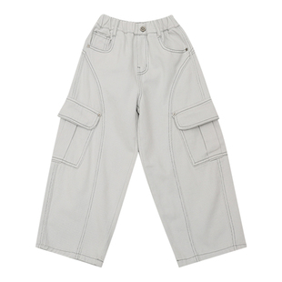 男童裤子2026春装新款中大童工装长裤韩版老爹裤宽松儿童牛仔裤潮