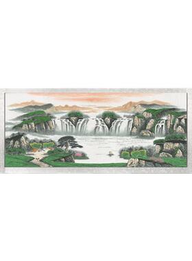 高山流水生财靠山聚宝盆山水挂画