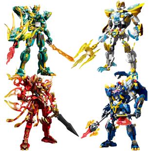森宝积木变形机器人钢铁变形机甲白虎武装青龙圣甲儿童益智拼装