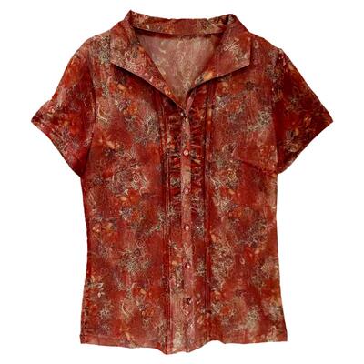 雪琳儿常规纱网修身上衣衬衫