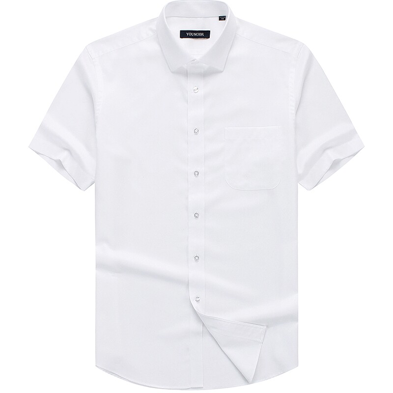 【DP免烫】雅戈尔夏季男士商务休闲纯棉宽松白色短袖衬衫职业衬衣