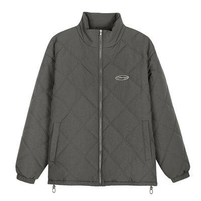 GWIT 美式复古菱形格棉衣冬季夹棉棒球服夹克工装潮牌外套棉服男