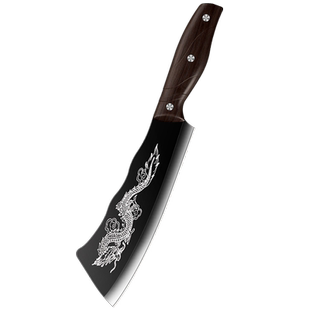 龙泉屠龙斩骨刀家用砍骨刀屠夫专用斩切两用刀商用剁骨刀锻打菜刀