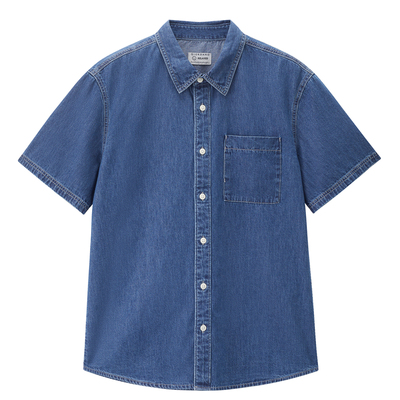佐丹奴宽松短袖牛仔衬衫男