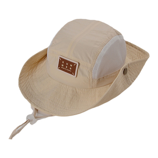 婴儿防晒帽夏季大帽檐男孩速干遮阳渔夫网帽女童户外宝宝帽子男宝