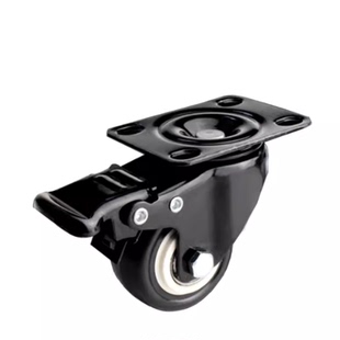 聚氨酯脚轮万向脚轮红色黑色带刹车轮子双轴承丝杆金钻轱辘定向轮