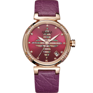 生日刻字送礼卡罗莱正品女表机械表镶钻防水时尚女士手表品牌腕表