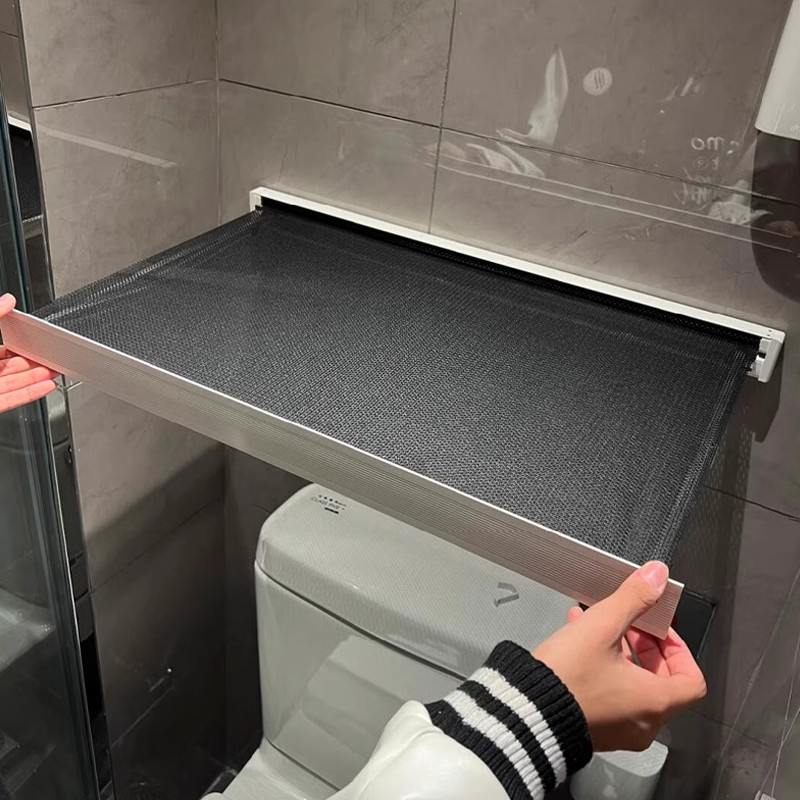 可折叠伸缩收纳架晾衣网小型卫生间置物架免打孔挂钩浴室收纳神器