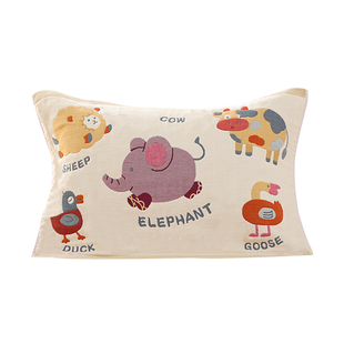 八层纯棉纱布绑带枕巾一对装加厚防滑不脱落柔软透气全棉枕头盖巾