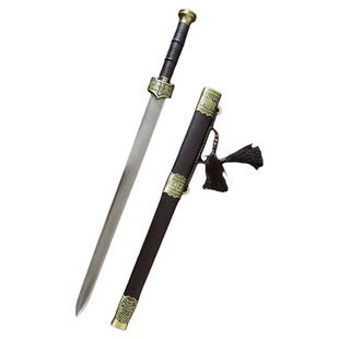 赵云剑龙泉刀剑八面花纹钢一体汉剑乌木工艺品收藏品未开刃宝剑