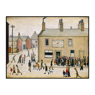 劳伦斯斯蒂芬劳瑞 火柴人 抽象欧式画客厅装饰画餐厅挂画玄关画