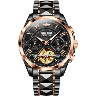 瑞士认证正品牌镂空男士手表机械表全自动陀飞轮多功能名款式十大