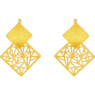 周六福黄金耳饰女足金计价职场5G无极金窗花耳钉送女友新年礼物