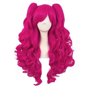 浠动漫假发cos大波浪长卷发齐斜刘海碧琪小马宝莉爱丽丝萝莉红色