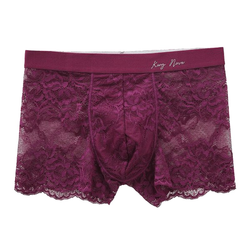 诗萝涵朵SHIROHATO男士内裤日系蕾丝花边平角裤本命年红色四角裤