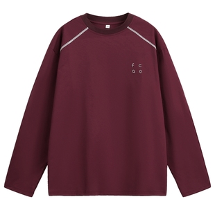 青少年安可拉红美式运动t恤男秋季长袖上衣骑行服打底衫2025新款