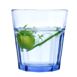 喜碧彩色玻璃杯必胜客同款九角杯蓝色水杯餐厅柠檬杯果汁咖啡杯子