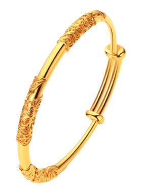 繁花似锦黄金手镯女999足金推拉手环金包银镯子送女友妈妈礼物